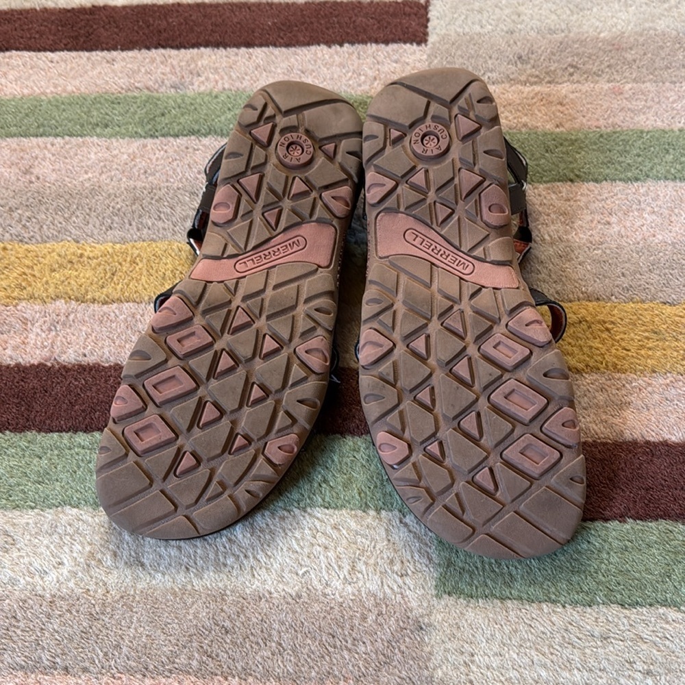 Merrell Sandspur Rose Sandals Cocoa/Coral Leather Comfort Ankle Strap size 10 - Picture 3 of 11